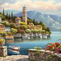 40X50 CM Sans Cadre Romantique Port Toile Toile De Lin Peinture À Lhuile BRICOLAGE Peinture Par Numéros Papier Art