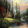 40X50CM Frameless La cabine dans les bois Toile de lin Peinture à l