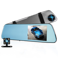 4.3 "double lentille 1080P voiture DVR dash cam enregistreur vidéo rétroviseur caméra