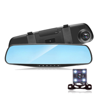 4, 3 pouces à double lentille 1080P caméra de rétroviseur vue arrière du caméscope dash cam