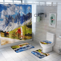 4/3/1 PCS Cheval Salle De Bains Tapis Rideau De Douche 4 pcs Antidérapant Couvercle Des Toilettes Couverture Tapis De Ba