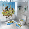 4/3/1 PCS Monde Animal Flanelle Coloré Salle De Bains Toilette Tapis De Sol Waterproo Douche Rideau Porte Tapis Salle De