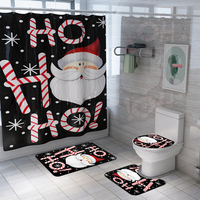 4/3/1 pcs Père Noël Tapis De Salle De Bains De Noël Rideau De Douche Antidérapant Couvercle De Toilette Tapis De Bain Ta
