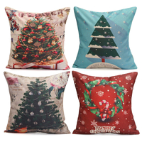 43X43 cm arbre de noël bonhommes de neige cadeau mode coton lin taie doreiller père noël décor à la maison
