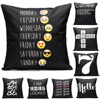 43x43cm Noir Anglais Lettre en Vogue Linge de Coton Taie d