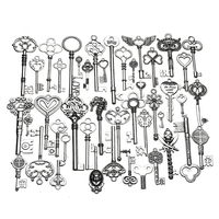 45 pcs Vintage Orné Skeleton Keys Lot Pendentif Fancy Heart DIY Artisanat