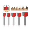 4/5 pièces 6mm tige de nettoyage bas routeur bit ensemble Double flûte pointe carbure outil de rabotage