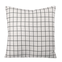 45 x 45 cm rayures noires housse de coussin lavable en coton lin coussin décoratif pour canapé voiture