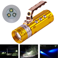 450LM 3 LED couleur 200-300m Range Zoomable Pêche Lampe de poche rechargeable avec chargeur