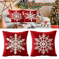 45x45CM noël coton lin canapé housse de coussin noël flocon de neige taille housse de coussin taie doreiller