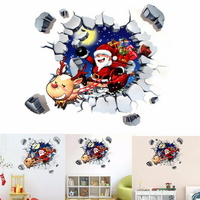 45x60cm sticker mural 3d maison autocollant noël santa claus chambre décor