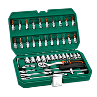 46pcs professionnel douille clé set 1/4 pouce tournevis clé à cliquet set kit outils de réparation de voiture combinaiso
