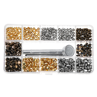 480 Pcs / Lot DIY En Cuir Artisanat Snap Fasteners Boutons Cuivre Antique En Laiton Double Cap À Coudre Rivet Punk Sac