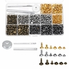480pcs Double Cap Rivets Tool Kit Goujons en métal Chapeau Sac en cuir Vêtements Craft