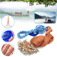 4.8M moulé filet de pêche filet deau salée forte Nylon ligne avec Sinker 8FT Brown