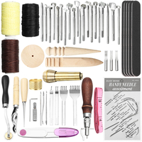 49pcs cuir artisanat poinçon de sculpture outil couture coudre travail couture selle bricolage kits
