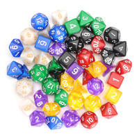 49pcs Multi-face Polyédrique Numérique Acrylique Dice Set 7 Couleurs w / Carry Bag
