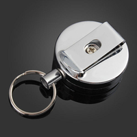 4cm plein argent de ceinture à outils en métal rétractable clip clés chaîne de traction 