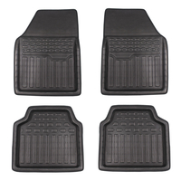 4Pcs / Set Tapis de sol pour voiture Barre verticale carrée en cuir artificiel universel