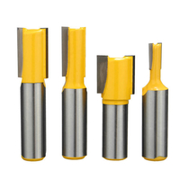 4pcs 1/2 pouce Shank sous-dimensionné Dado Bits routeur de porte Set Two Flutes Woodworking Cutter