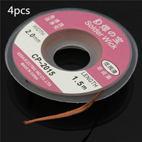 4pcs 1.5mx2mm fil de soudure tresse de dessoudage à souder dissolvant cuivre mèche bobine fil câble