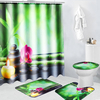 4pcs 180x180cm rideau de douche en salle de bains en galets de bambou avec crochets couvre-tapis