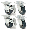 4pcs 50mm lourds frein roues pivotantes en caoutchouc de ricin chariot à roulettes