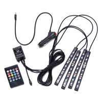 4pcs 9LED lumières décoratives de plancher intérieur de voiture télécommande Colorful RVB
