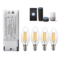 4PCS AC220V E14 4W dimmable COB LED ampoule de bougie + commutateur WiFi WiFi gradateur de travail avec Amazon Alexa
