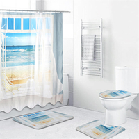 4PCS brevet de copies dimpression de plage de rideau de douche de fenêtre de salle de bains imprime le polyester