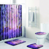 4pcs ensemble de salle de bains de cerf antidérapant couverture de toilette tapis de bain rideaux de douche