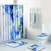 4pcs ensemble tapis de salle de bains antidérapant tapis piédestal couvercle couvercle de la toilette rideau de douche