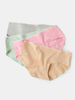 4pcs femmes coton antibactérien respirant couleur unie culotte mi-taille