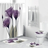 4pcs imperméable à la maison salle de bains tapis de bain ensemble antidérapant tapis couvercle de toilette couvercle ri