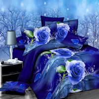 4pcs la fibre de polyester de costume le 3ème bleu est monté la fleur la reine de literies teignante réactive la grandeu