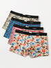 4Pcs Mens Stripe Palm Print Modal Cosy Boxers Sous-vêtements avec pochette