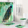 4Pcs Peacock Print Rideau De Douche Tapis De Sol Tapis De Salle De Bain Bain Creat Decor