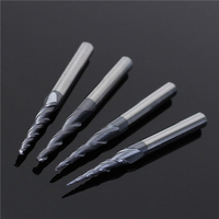 4pcs R0.25 / R0.5 / r0.75 / r1.0mm 2 flute outil de coupe en carbure conique fraise boule nez