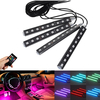 4PCS RGB LED Décoration de plancher de voiture Lumières Bandes Son Active Kit de lampe datmosphère Type de briquet