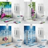 4pcs rideau de douche maison imperméable à leau de bain tapis de bain ensemble tapis couvercle de toilette couvercl