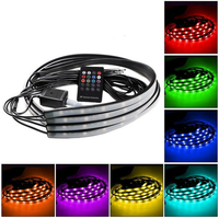 4PCS RVB Sous Voiture LED Décoration Lumières Bande Son Activé Sous-Lune avec Contrôle Sans Fil