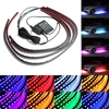 4pcs étanche voiture rgb LED décoration lumières bande Underglow néon lampe kit 12v avec télécommande