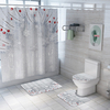 4pcs tapis antidérapant couverture de couvercle de toilette ensemble de salle de bain tapis de bain rideau de douche tas