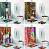 4pcs tapis de bain de noël ensemble tapis antidérapant tapis de bain couverture de toilette rideau de douche