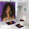 4pcs tapis de salle de bain ensemble piédestal tapis couvercle couverture de toilette rideau de douche antidérapant