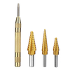4pcs 3 / 16-1 / 2 1 / 4-3 / 4 1 / 8-1 / 2 titane enduit peu de foret avec le poinçon automatique de Pin central