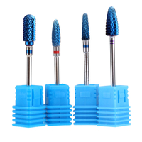 4pcs forets à ongles en acier tungstène bleu meulage de fraises au carbure pour machine de manucure électrique
