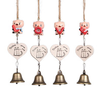 4pcs mignonne cochon amour lettre mini carillons éoliens cloche maison jardin jardin porte suspendue décor