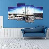 4 PCS Wall Art Print Mecque Kaaba Islamique Hajj Toile Peintures Décor