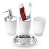 4 pièces en plastique ensemble de salle de bain tasse porte-brosse à dents distributeur de savon bouteille accessoires d